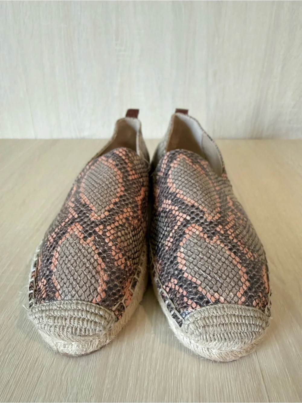 Sam Edelman Snake Print Espadrille Flats Women’s Size 9.5 Slip On Jute Casual